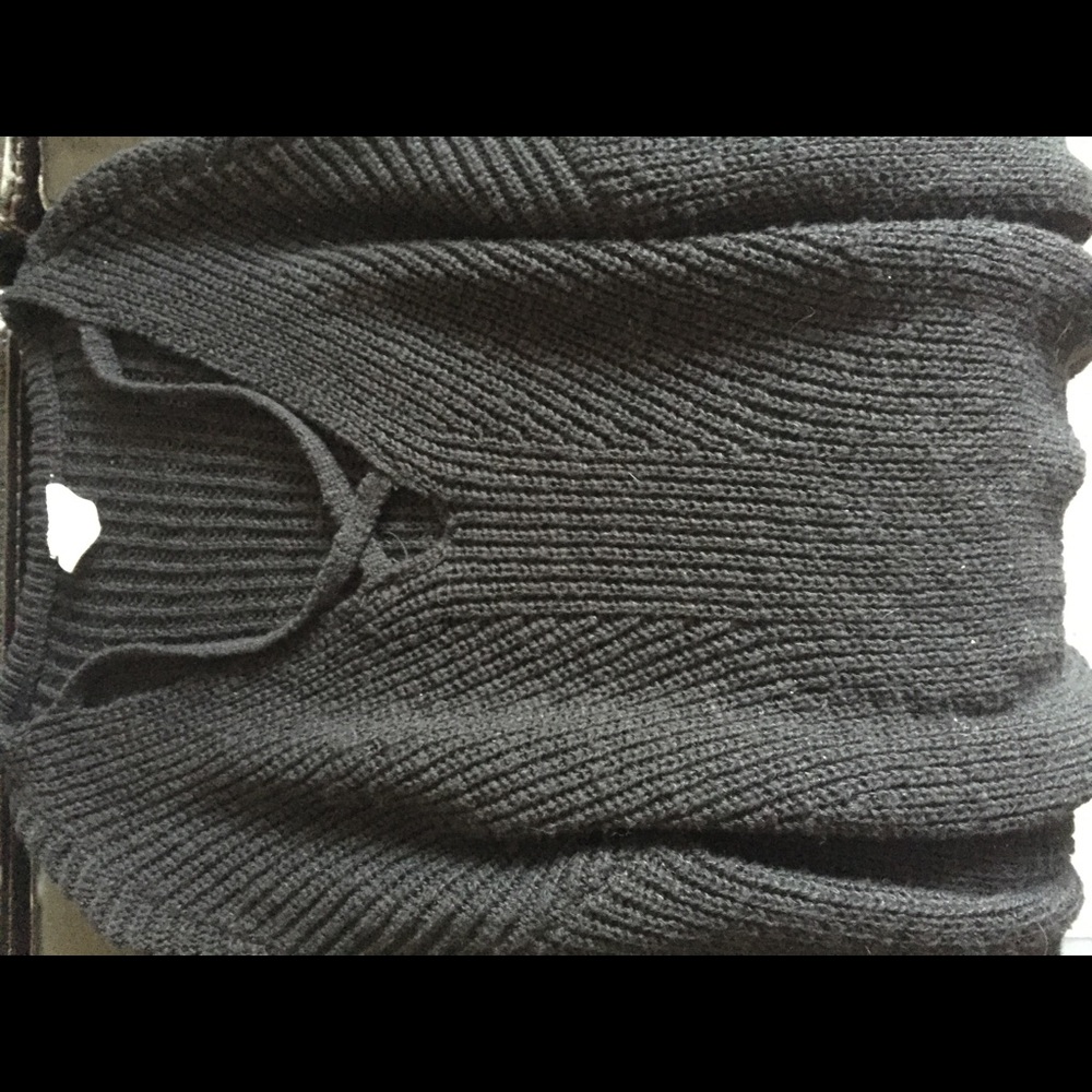 Black Criss-Cross Strappy Neck Sweater
